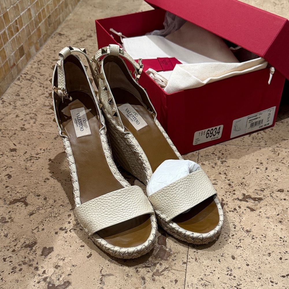 Valentino Cream Espadrille Sandals